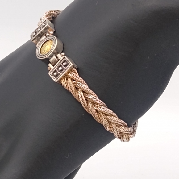 ANATOLI 925 Silver Braided Woven Bracelet Signed Vintage - Picture 2 of 15
